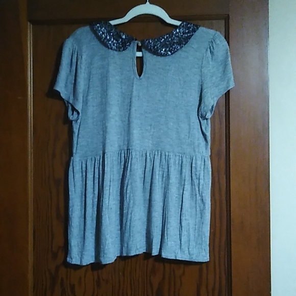 Rue 21 women's large gray peplum top - Picture 4 of 4